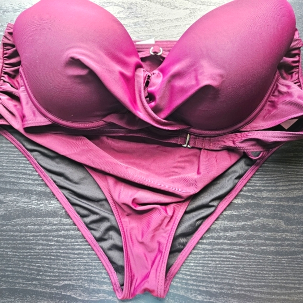 Hilor Plum Purple Two Piece Swim Set Women's Size 14